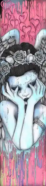 Free angel bookmark featuring a crying girl angel